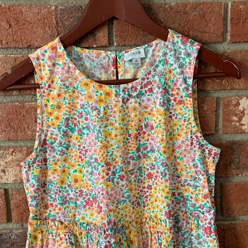 J. Crew Factory Yellow Multicolor Floral Sleeveless Cotton Dress - Picture 4 of 10